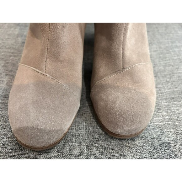 Toms Lunata Suede Ankle Boot Womens 11 Stacked Heel Taupe - Picture 5 of 11